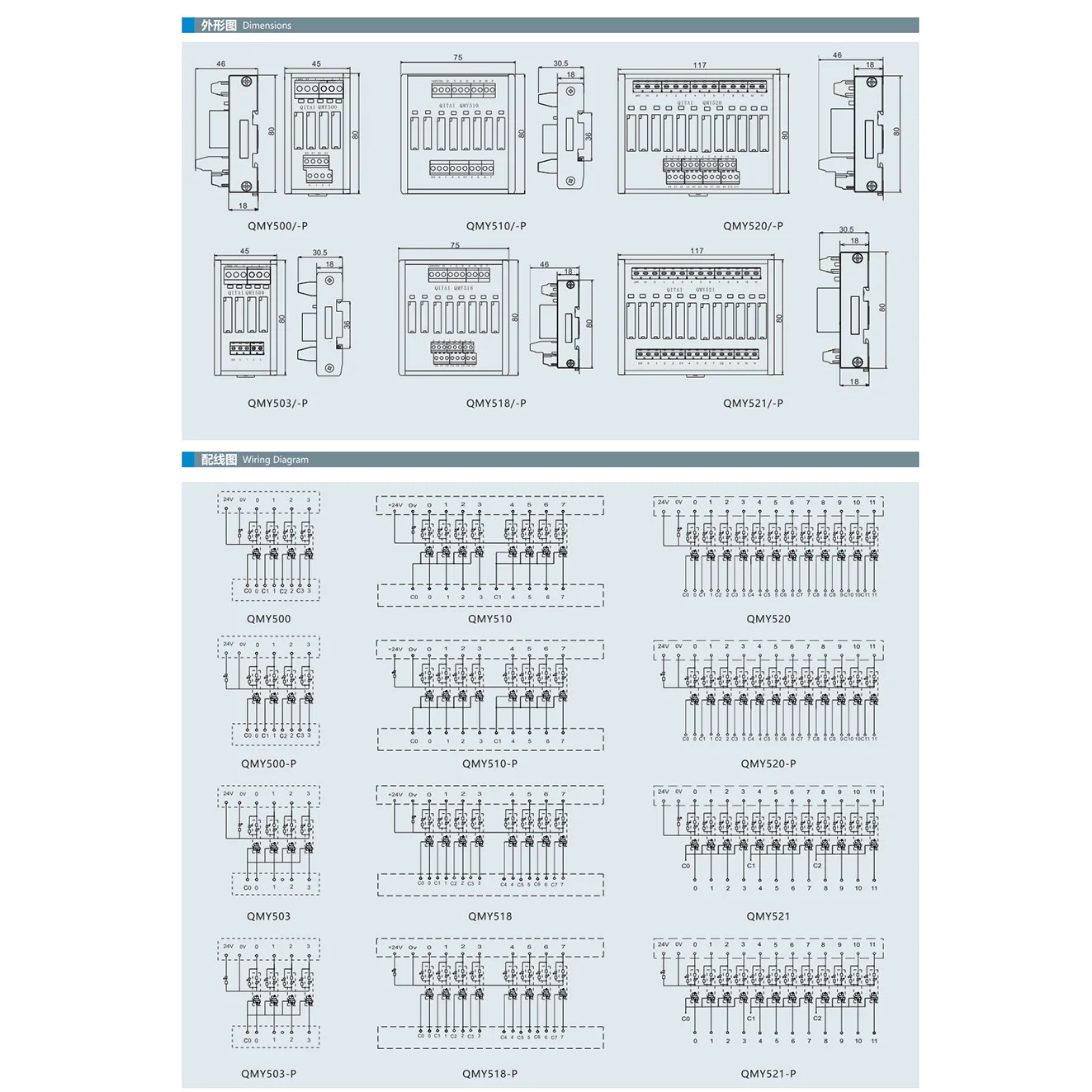 QMY500 380V 2A 1O PLC 4--bit Contact Independent Output High Power AC Solid State Relay Terminal Block Modules  LED Indication