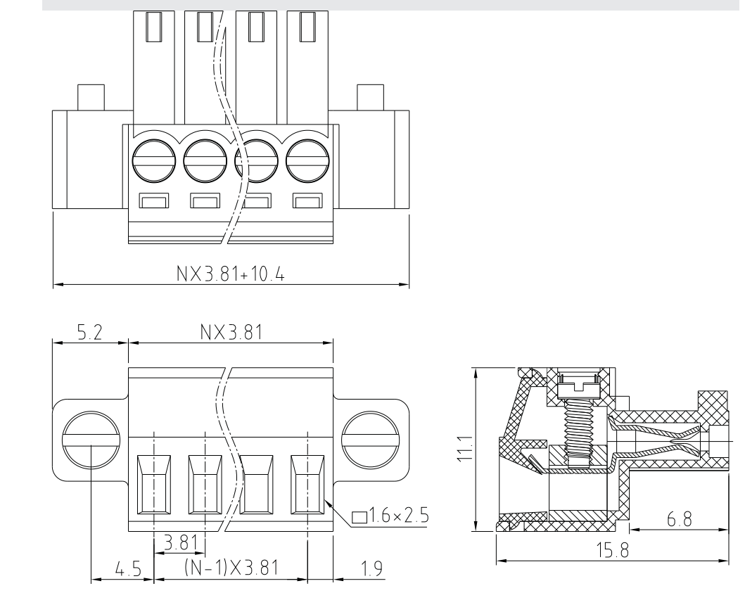 QPV-381F-10P 10 Pole 3.81mm Pitch PCB Mount Screw Terminal Block Connector for PCB Wiring Printed Circuit Board Terminal