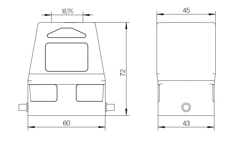 H6B-TKH-2B-PG21 Heavy Duty Connector Compact Series Top Entry Protective Hoods
