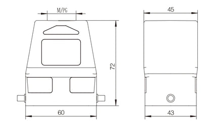 H6B-TKH-2B-PG21 Heavy Duty Connector Compact Series Top Entry Protective Hoods
