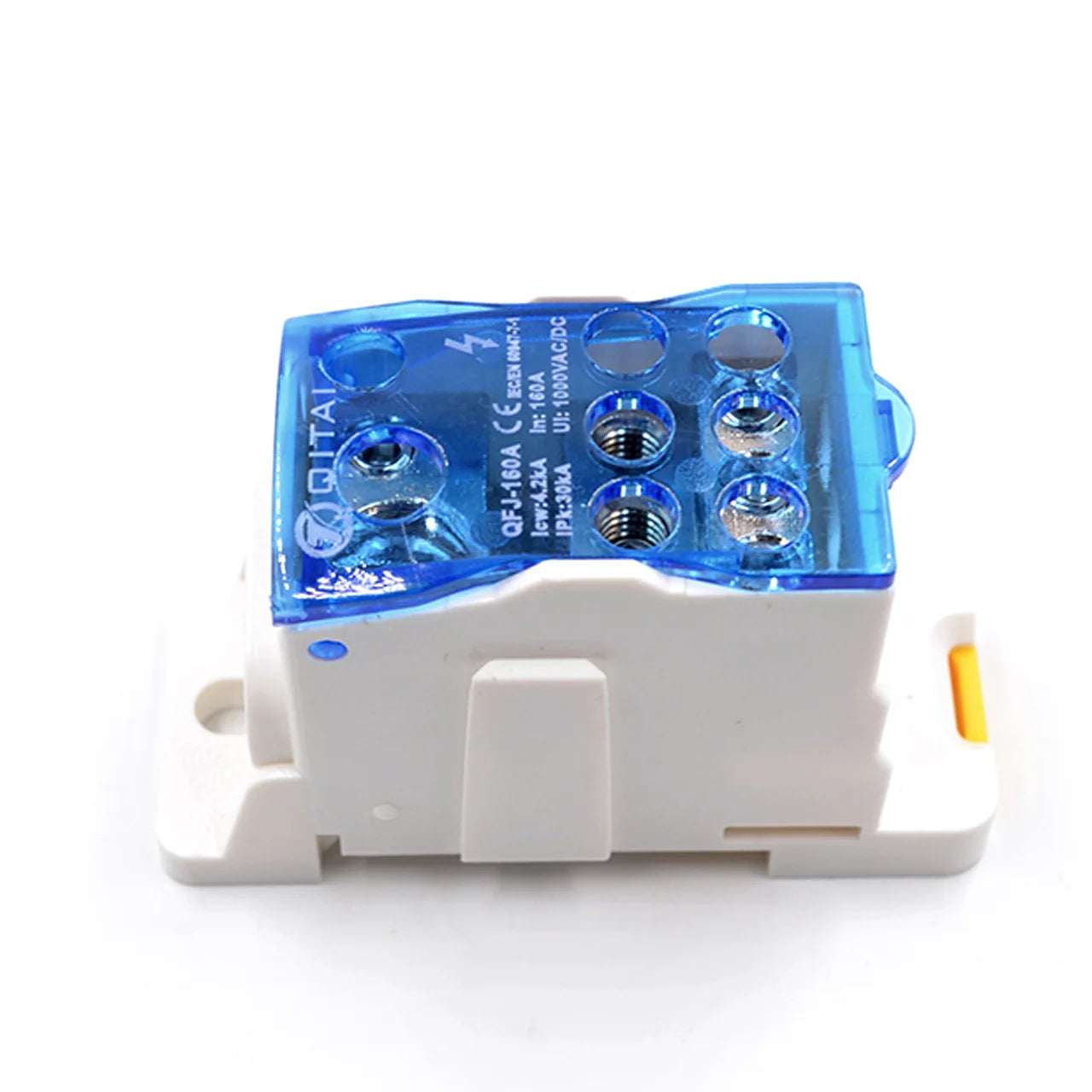 QFJ160A Unipolar Distribution Block 160A 1000V High Current Junction Box with Transparent PC Cover and PA66 Shell