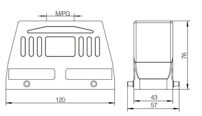 H24B-TKH-4B-M32 Heavy Duty Industrial Connector Compact Series Top Entry Protective Hoods Aluminum Housing Copper Contacts