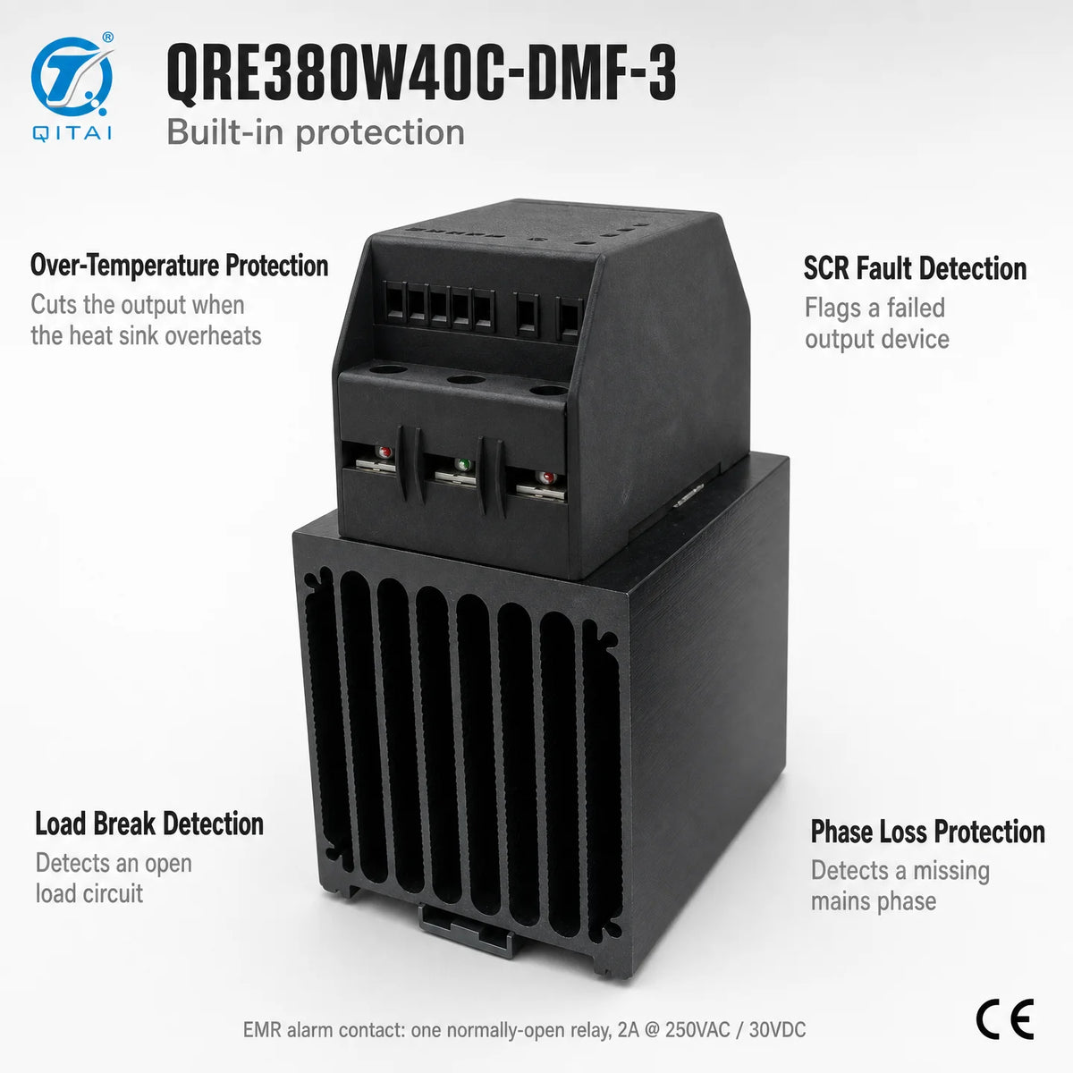 QRE Series Three Phase SCR Power Controller Solid State Relay 25-80A 200-440VAC 4-20mA IP20 for Industrial Heating