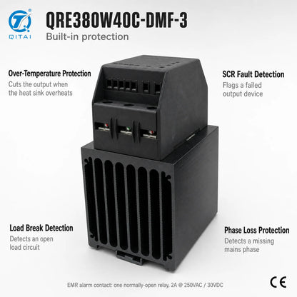 QRE Series Three Phase SCR Power Controller Solid State Relay 25-80A 200-440VAC 4-20mA IP20 for Industrial Heating