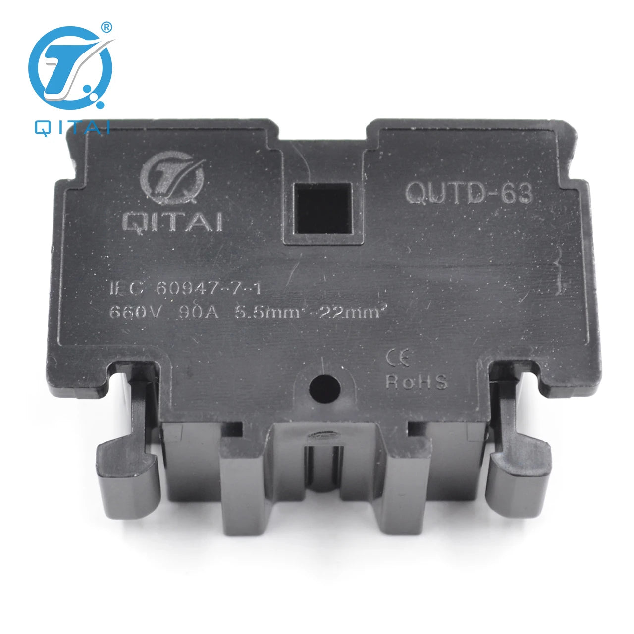 QUTD-63 IEC60947-7-1 90A High Current Fuse Terminal Block 660V DIN Rail Connector for 22mm2 Wire PA66 Brass Flame Retardant