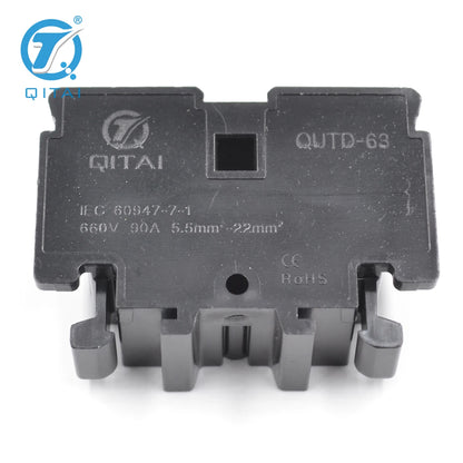 QUTD-63 IEC60947-7-1 90A High Current Fuse Terminal Block 660V DIN Rail Connector for 22mm2 Wire PA66 Brass Flame Retardant