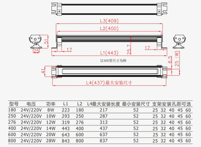 QX07 24V 220V 8W 10W 12W 14W 20W 28W Warming Light IP68 Emergency Lighting for Automation Equipment AL
