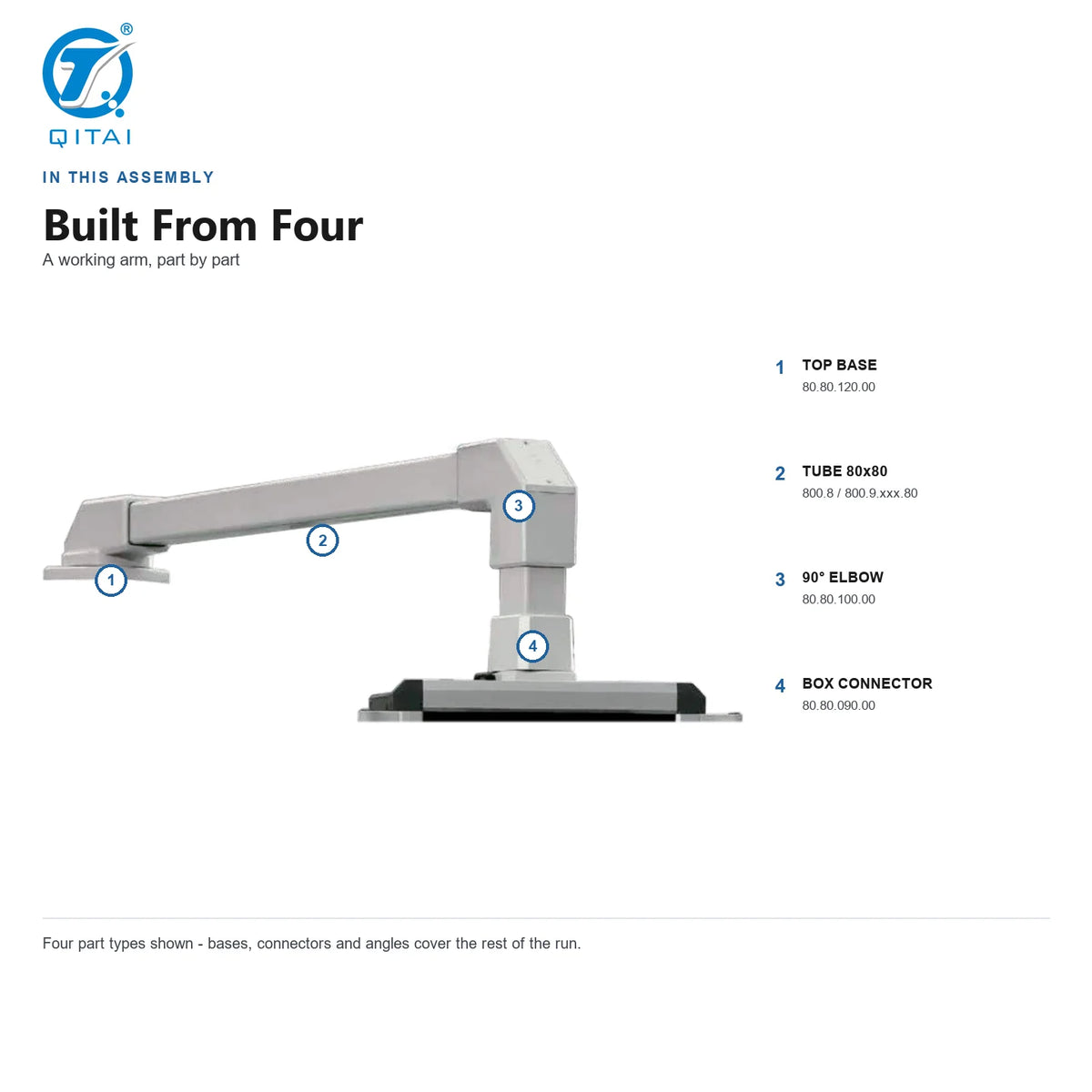 80 Series Cantilever Support Arm System 80x80mm connection detail