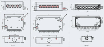 QB420-8 Waterproof DIN Rail Terminal Block DC24V 1A PLC Module Connect Remote Control NPN/PNP with LED Light 8-Wire Junction Box