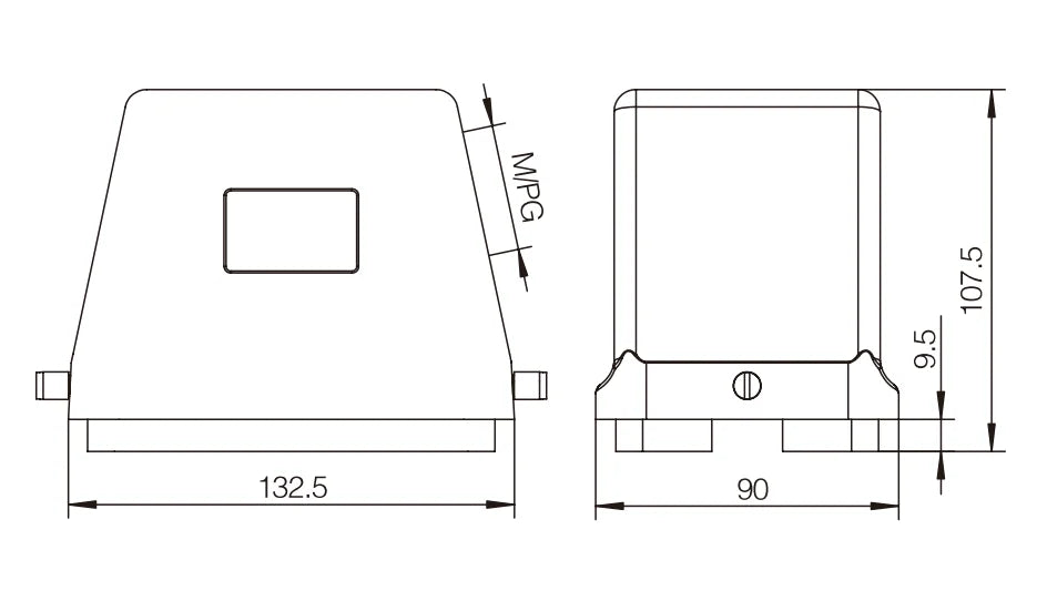 H48B-SK-2B-M36 Heavy Duty Connector Compact Series Top Entry Copper & Plastic Automotive & Power Protective Hoods