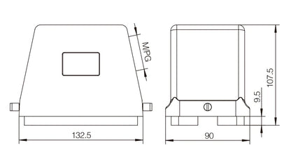 H48B-SK-2B-M36 Heavy Duty Connector Compact Series Top Entry Copper & Plastic Automotive & Power Protective Hoods