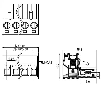 QPV-508 5.08mm Pitch 2-24P 300v 15A M3.0 Screw Green High Strength QPV Series Male Plug PCB Terminal Blocks