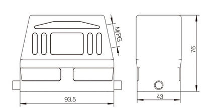 H16B-SKH-2B-M40 Industrial Heavy Duty Aluminum Housing Copper Contact Compact Series Top Entry Protective Hood