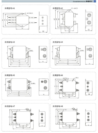 QEMA2-A4-30A Single-Phase 115/250VAC 30A EMC/EMI Power Filter Low Leakage Current Power Line Filter Motor RFI Filter