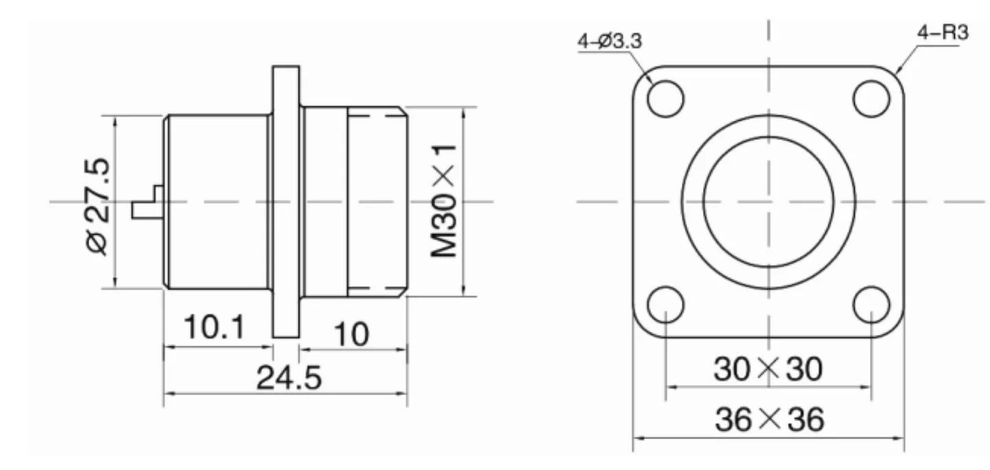 P28-2H  Square Socket H Waterproof Connector 2-26 Pin Circular Flange Connector Aviation