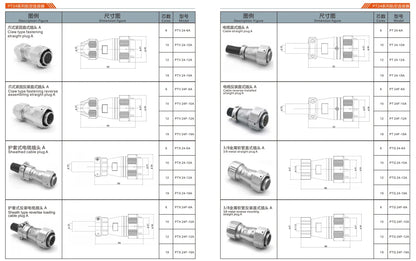 PTG24-10S  24MM Professional Aviation Wire Connectors Manufacturer CNC Electrical Equipment 6/10/12/19 Pin Waterproof Connector