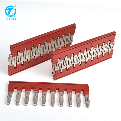 FBS10-10 Terminal Bridge Jumper Bar Electrical Busbar Jumper 10-Pole Terminal Jumper Red Terminal Connector Strip