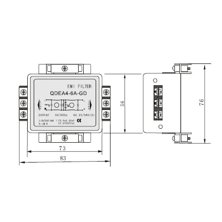 QFDEA4-20A-GD Single Phase  Hyperbole   Filters115/250VAC   50/60Hz Power Filter General  Purpose Connection