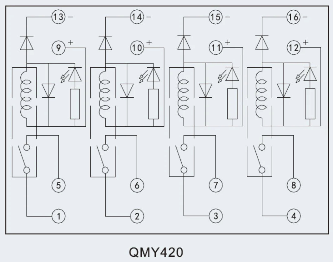 AY32002 QMY420 4-Channel 250V 5A Electromagnetic Relay Module RT3SN-24V Miniature 5V/12V/24V Control Protective Voltage Relay
