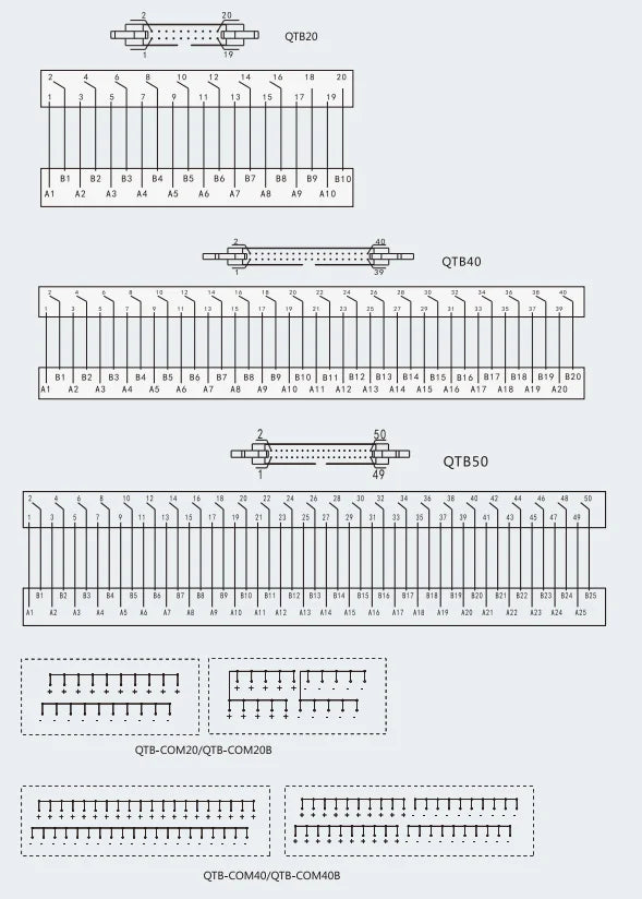 QTB-COM20B  20 Bit Common Din Rail Screw Terminal Block Module 125V/24V AC/DC 10A 10*DC24V+10*0V   XTB-COM20B