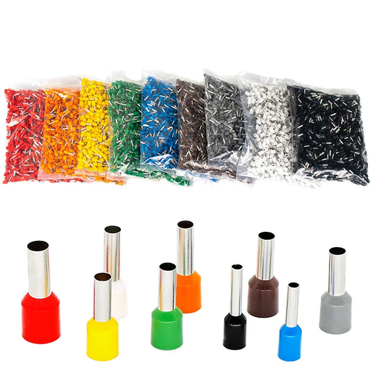 E Series 2.5mm² Insulated Cord End Tube Cable Bootlace Lug  Ferrule Wire Connector Crimp Terminal Brass Automotive Tin Plated