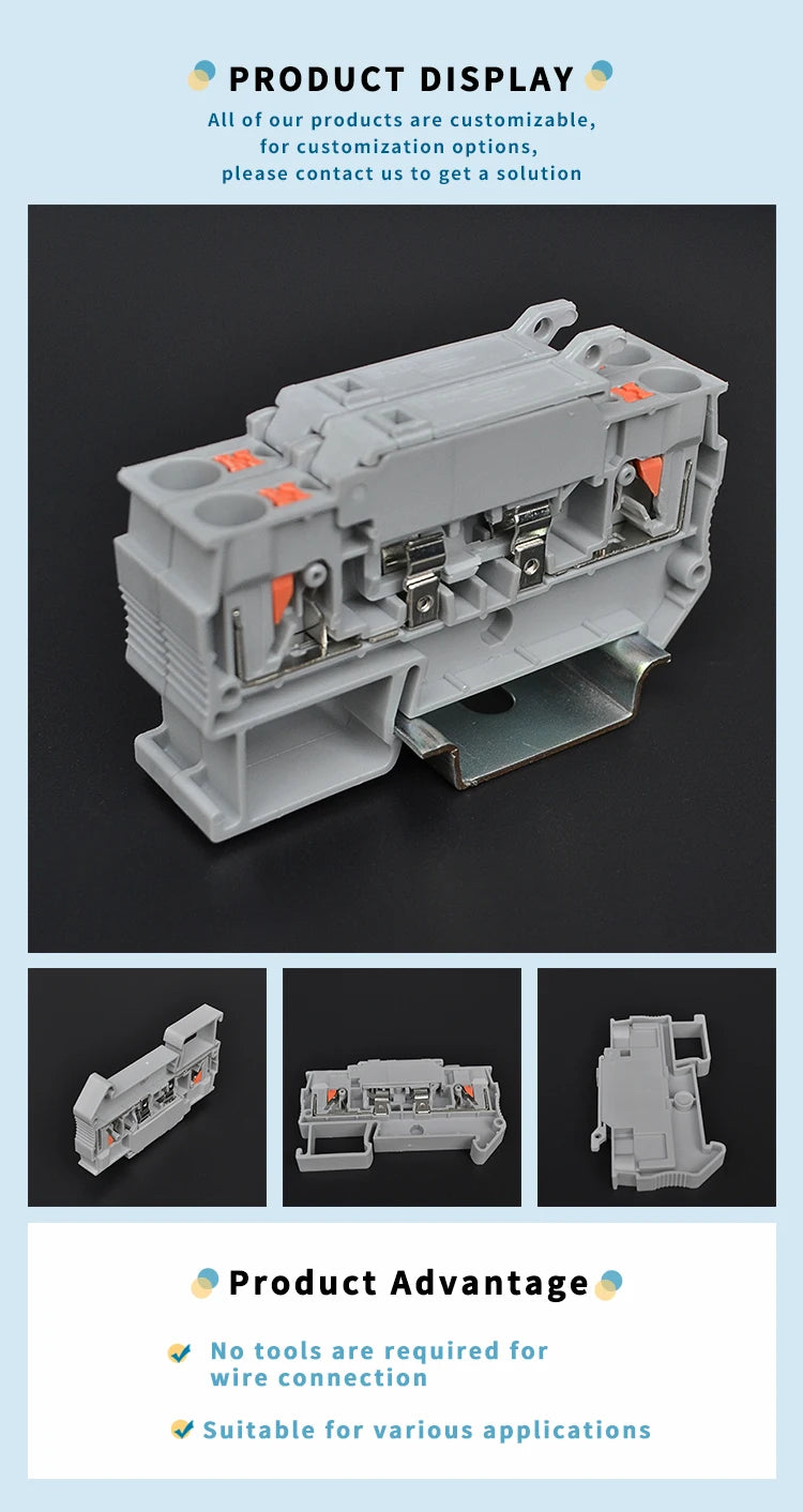QPT-4HESI Fuse Terminal Block Din Rail Terminal Block Fuse Block 0.2-6mm 400V Mrbf Terminal Fuse Block Fused Terminal Strip