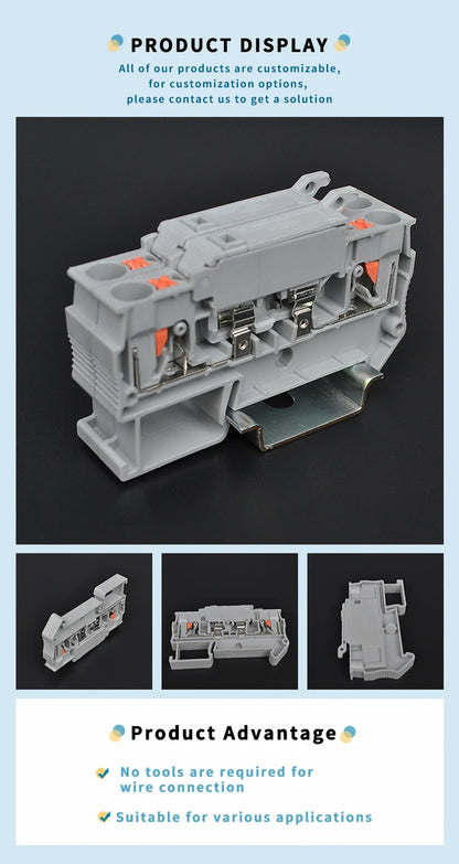 QPT-4HESI Fuse Terminal Block Din Rail Terminal Block Fuse Block 0.2-6mm 400V Mrbf Terminal Fuse Block Fused Terminal Strip