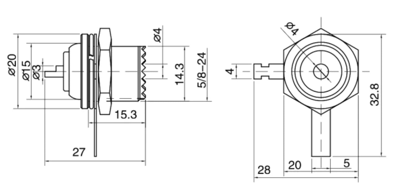 SZ-16KYB Single-hole Cable Socket Connector Receptacle Female Socket Non-Constant Panel Mount Solder Cup
