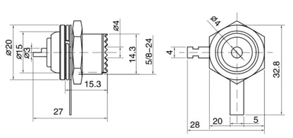 SZ-16KYB Single-hole Cable Socket Connector Receptacle Female Socket Non-Constant Panel Mount Solder Cup