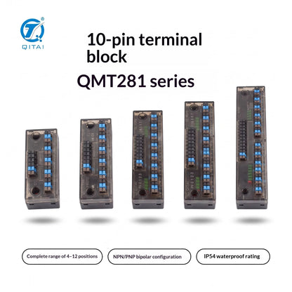 QMT281 Series IO Signal Distribution Box 4-12 Channel DC24V 1A Spring Terminal Sensor Junction Box for Remote IO