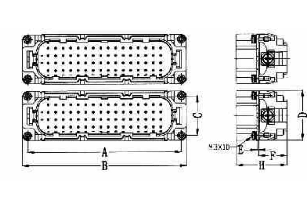 HD-050-MC HD Series Connector Insert Male 10A  250 V 50 Pole Heavy Duty Multi Pin Connector Electrical Connectors