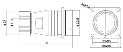 PTG 28-19S   Industrial Waterproof Aviation Adapter Plug Socket Electrical Connector 2-26P Multi Application Connector