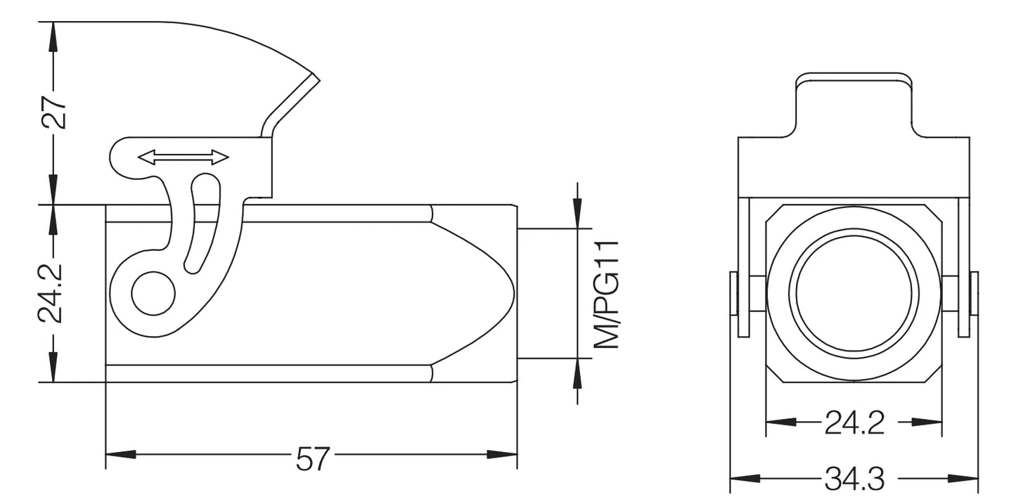 H3A.P-DJK-1L-M20 Heavy Duty Connector Housings Cable to Cable Automotive Waterproof Industrial Connector