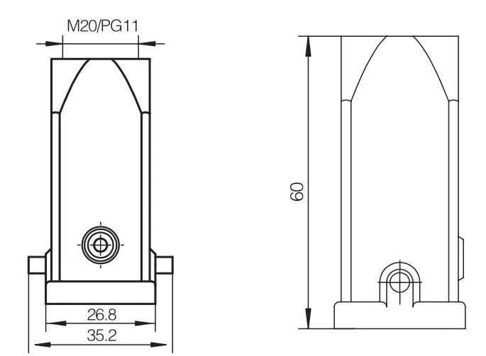 H3A-TK-2B-M20 Heavy Duty Connector Compact Series Top entry protective hoods