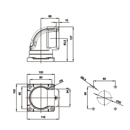 GTS Series Cantilever Assembly Box Connector Die-Cast Aluminum Alloy Horizontal Wall Mount Horizontal Rotation 0-320° Industrial