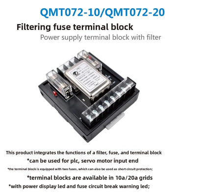 QMT072-10  Power Supply Plc Terminal Block Module with  Filter 10A 220VAC  Single Phase Power Filter Din Rail Mount for Plc