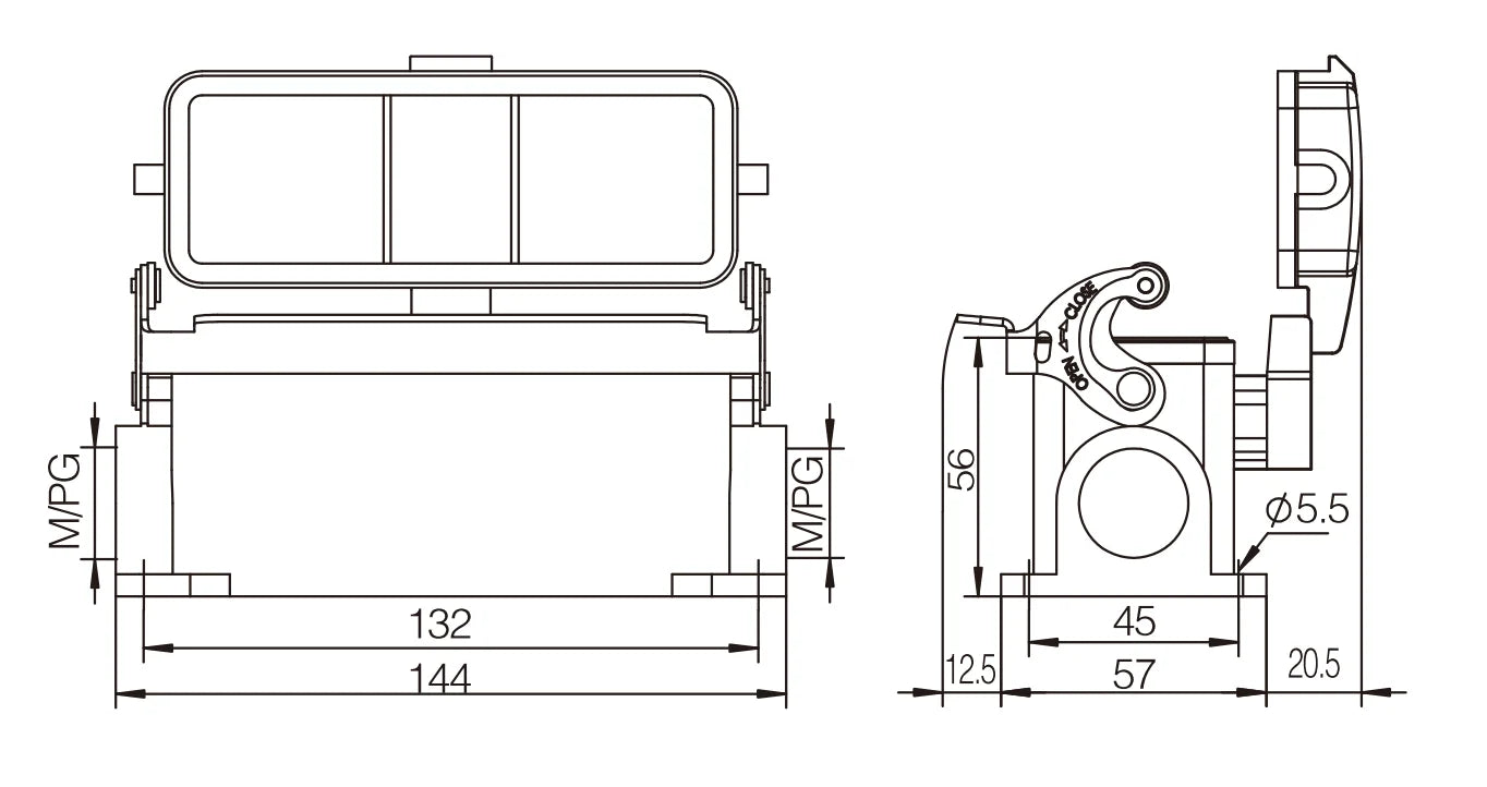 H24B-SG-CV-1L-M25 Heavy Duty Aluminum Connector Compact Series Top Entry Protective Hoods