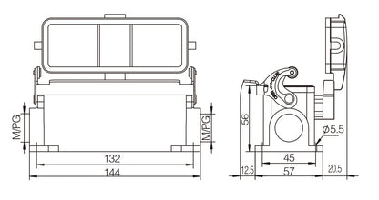 H24B-SG-CV-1L-M25 Heavy Duty Aluminum Connector Compact Series Top Entry Protective Hoods