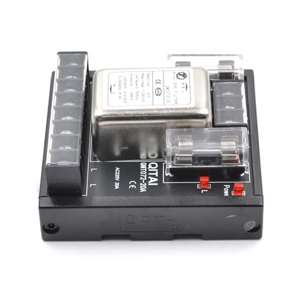 QMT072-10A EMC EMI Filter With Fuse and LED 8-pin 4 Out Terminal Block 10A/2A 220Vac  10A Single Phase Power Filter Din Rail