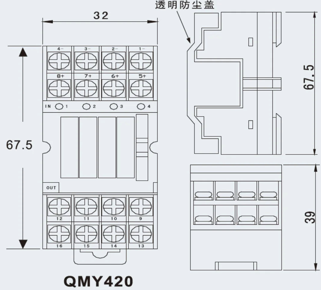 AY32002 QMY420 4-Channel 250V 5A Electromagnetic Relay Module RT3SN-24V Miniature 5V/12V/24V Control Protective Voltage Relay