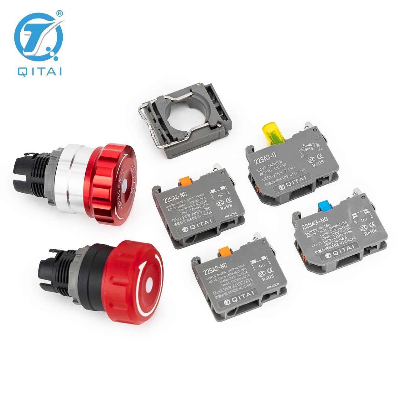 22mm Industrial Latching/Momentary Push Button Switch Durable Plastic/Metal Material Personalized Emergency Stop IP65 Level 1NO