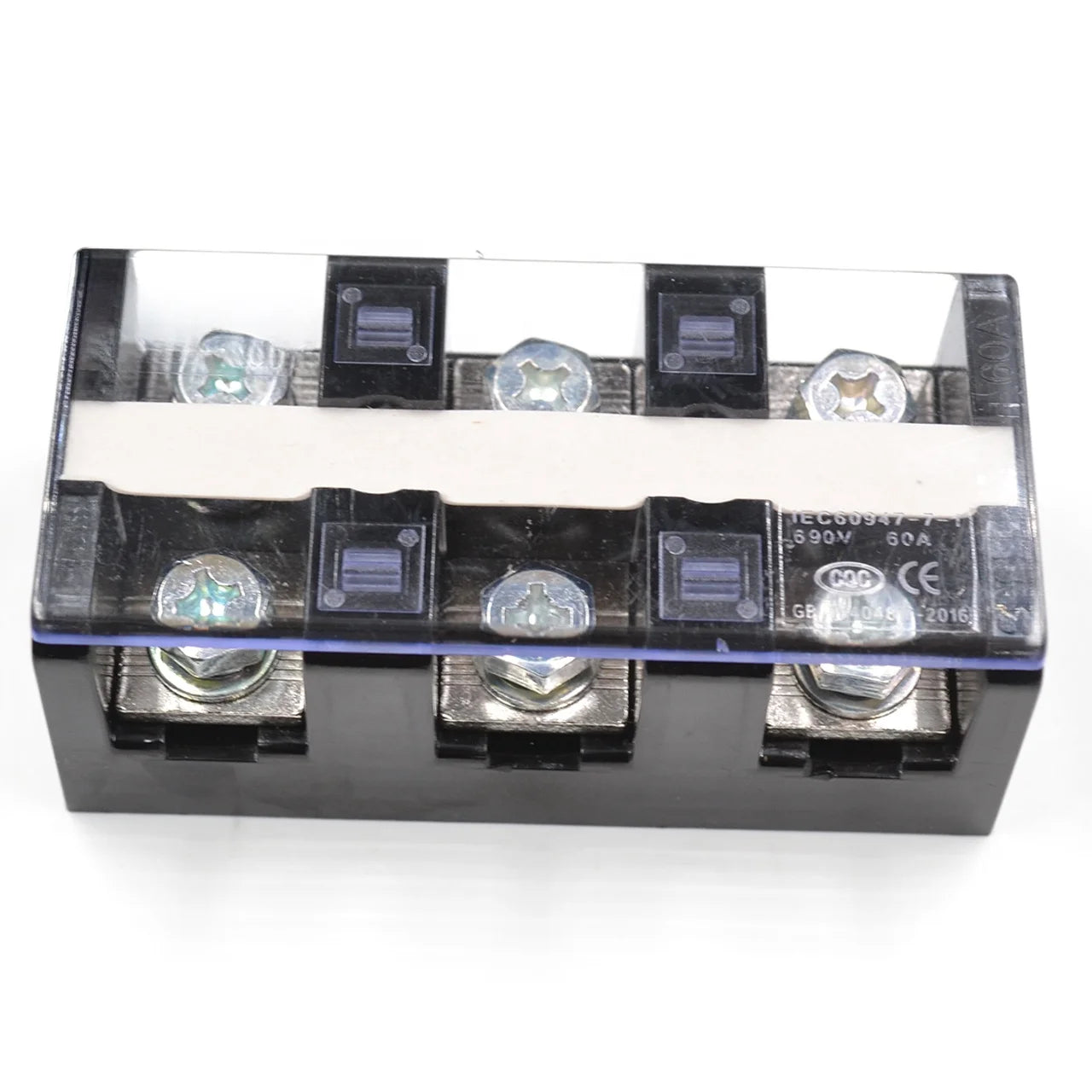 QTB-6003 Barrier Terminal Block Strip 3 Pin Screw Connector 57A Rated Current for 10mm2 Cable Power Distribution