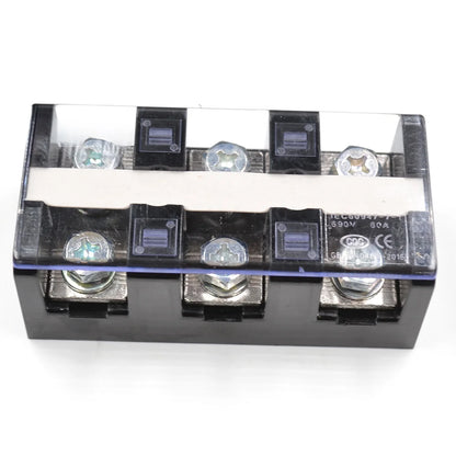 QTB-6003 Barrier Terminal Block Strip 3 Pin Screw Connector 57A Rated Current for 10mm2 Cable Power Distribution