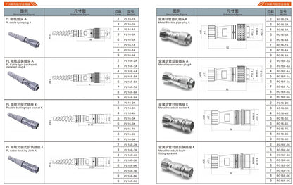 PC16-2A  2P- 9P  Plug a 5A 250V Metal Circular Aviation Connector Waterproof for Aviation