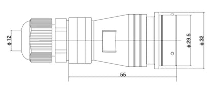 PTC 28F-10K Copper Industrial Waterproof Female Plug Socket Electrical Connector 2-26P for Wire Connections Multi Applications