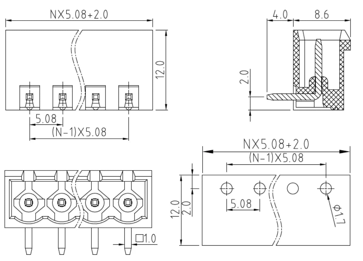 QS-508RC-2X3P 5.08mm Pitch MSTBA 2,5/ *-G-5,08 PCB Headers Green Simple Cheap Male and Female Pcb Screw Terminal Blocks