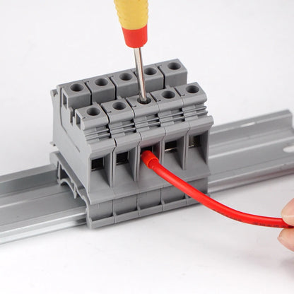 QUKJ-2.5 Compact Screw Terminal Block 800V 24A Blue Red DIN Rail Mount PA66 for Electrical Enclosure