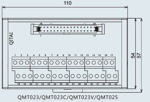 QMT023V 34 PIN Input Output Small Size European General Use MIL Wire Connector Electric Terminal Block Module