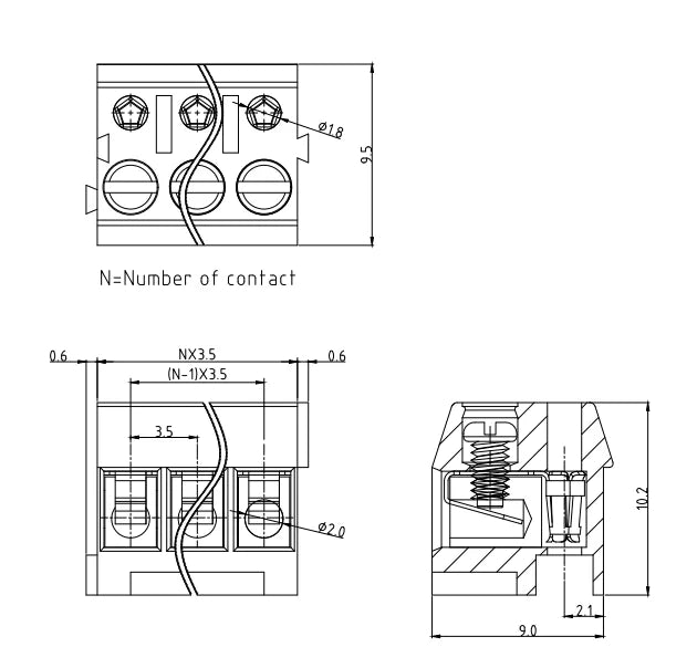 QPW-350  3.50mm Pitch 2P-24P 300V 10A High Strength Spring Wire Strong Shock Resistance Plug Connector Terminal Blocks PCB