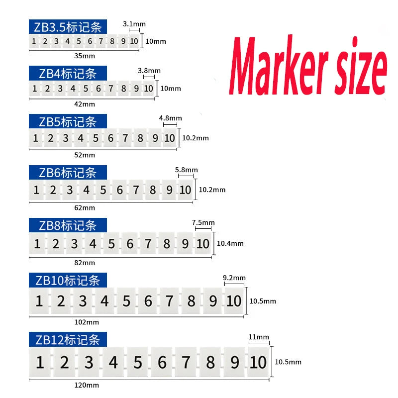 ZB 5 Zack Marker Strip White Labeled Printed Number Horizontally for Terminal Block Width: 5.2 mm Accessories ZB Label Strip